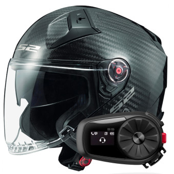 jet LS2 Infinity II Gloss Carbon OF603 + Kit Bluetooth 5S Solo