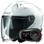 Casque jet LS2 Infinity II Gloss White OF603 + Kit Bluetooth 5S Solo