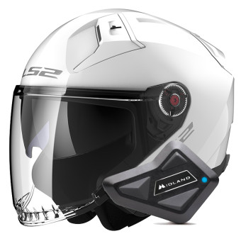 jet LS2 Infinity II Gloss White OF603 + Kit Bluetooth BT Mini