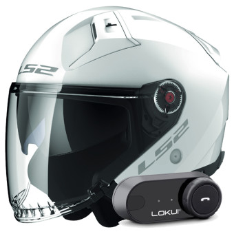 jet LS2 Infinity II Gloss White OF603 + Kit Bluetooth Lokui K30
