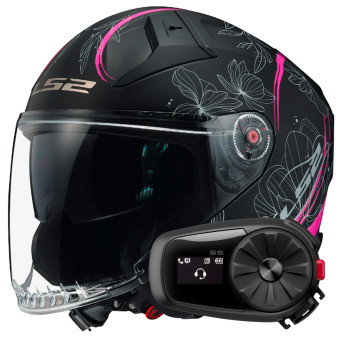 jet LS2 Infinity II Lotus Matt Pink OF603 + Kit Bluetooth 5S Solo