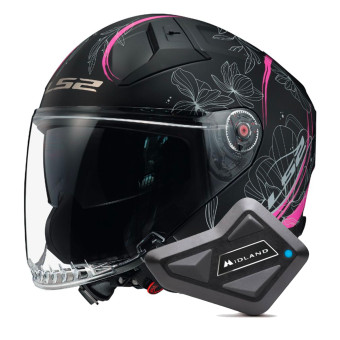 jet LS2 Infinity II Lotus Matt Pink OF603 + Kit Bluetooth BT Mini