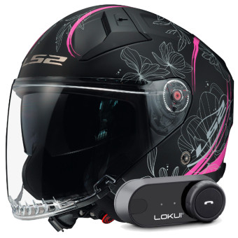 jet LS2 Infinity II Lotus Matt Pink OF603 + Kit Bluetooth Lokui K30
