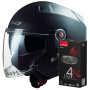 Casque jet LS2 Infinity II Matt Black OF603 + Kit Bluetooth 4X Cardo