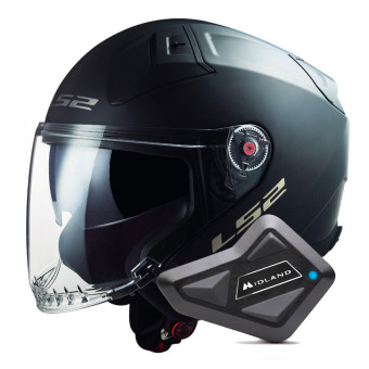 jet LS2 Infinity II Matt Black OF603 + Kit Bluetooth BT Mini