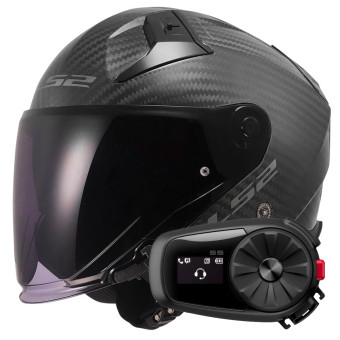 jet LS2 Infinity II Matt Carbon OF603 + Kit Bluetooth 5S Solo
