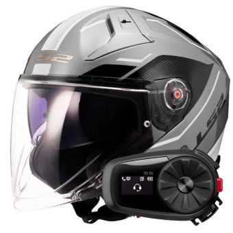 jet LS2 Infinity II Veyron Grey White OF603 + Kit Bluetooth 5S Solo
