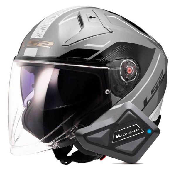 jet LS2 Infinity II Veyron Grey White OF603 + Kit Bluetooth BT Mini jet LS2 Infinity II Veyron Grey White OF603 + Kit Bluetooth BT Mini