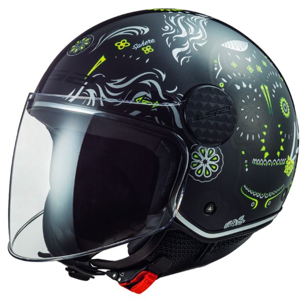 jet LS2 Sphere Lux Maxca Black H-V Yellow OF558