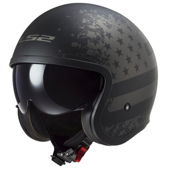 jet LS2 Spitfire II Matt Black Flag OF599