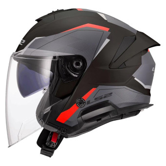 jet LS2 Verso II Air Negro Rojo OF618