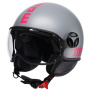Casque jet Momo Design FGTR Classic Fluo Gris Mate Fucsia