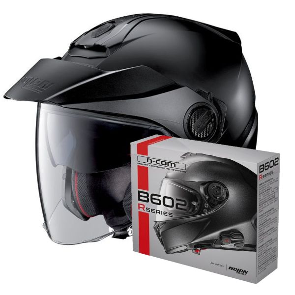 jet Nolan N40 5 Classic N-Com Flat Black 10 + Kit Bluetooth B602R