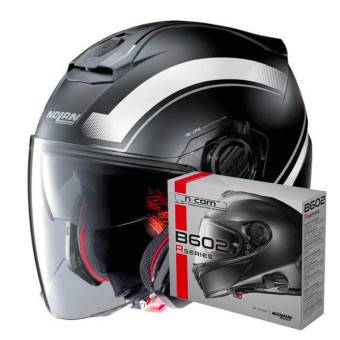 jet Nolan N40 5 Resolute N-Com Flat Black White 16 + Kit Bluetooth B602R