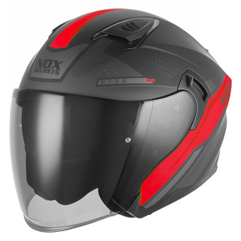 Casque jet NOX N130 Ekto Mat Black Red