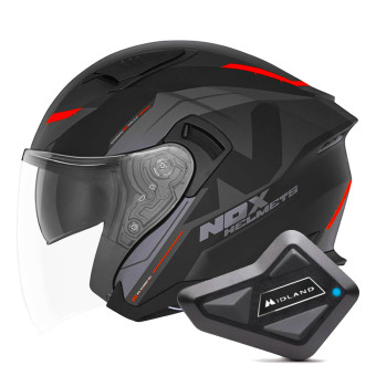 jet NOX N130 Klint Matt Black Orange + Kit Bluetooth BT Mini
