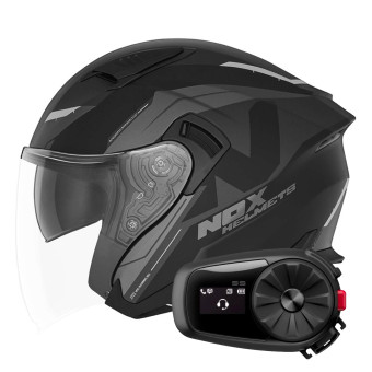 jet NOX N130 Klint Matt Black Titanium + Kit Bluetooth 5S Solo