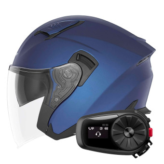 jet NOX N130 Matt Blue + Kit Bluetooth 5S Solo