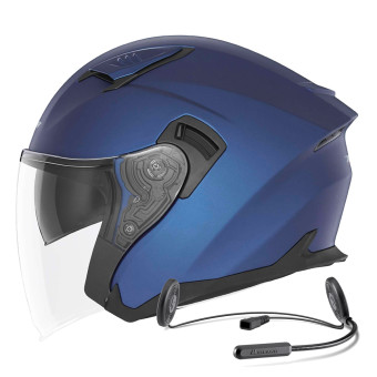 jet NOX N130 Matt Blue + Kit Bluetooth Lokui K10