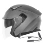 Casque jet NOX N130 Matt Titanium + Kit Bluetooth Lokui K10