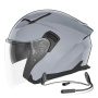 Casque jet NOX N130 Nardo Grey + Kit Bluetooth Lokui K10