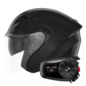 jet NOX N130 Shiny Black + Kit Bluetooth 5S Solo