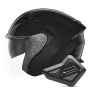 Casque jet NOX N130 Shiny Black + Kit Bluetooth BT Mini