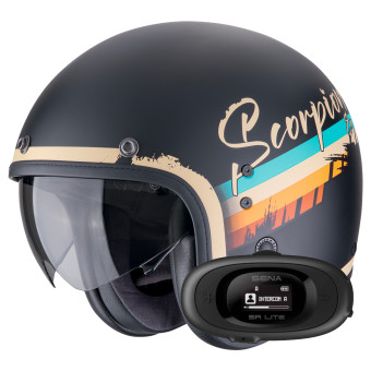jet Scorpion Belfast Evo Adonis Matt Black Beige + Kit bluetooth 5R Lite