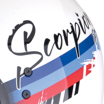 Scorpion Belfast Evo Adonis Blanco Rojo Azul + Kit Bluetooth Exo-Com Link-1