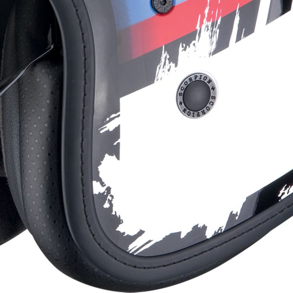 Scorpion Belfast Evo Adonis White Red Blue + Kit Bluetooth 5S Solo