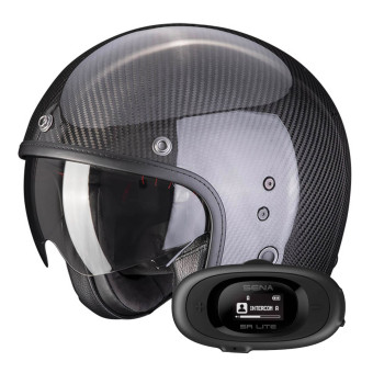 Casque jet Scorpion Belfast Evo Carbon Black + Kit bluetooth 5R Lite Casque jet Scorpion Belfast Evo Carbon Black + Kit bluetooth 5R Lite