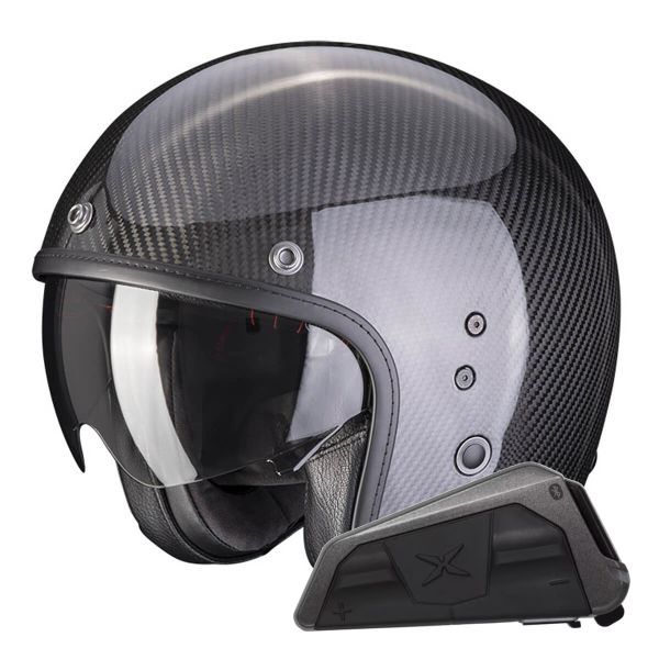 jet Scorpion Belfast Evo Carbono Negro + Kit Bluetooth Exo-Com Link-1 jet Scorpion Belfast Evo Carbono Negro + Kit Bluetooth Exo-Com Link-1