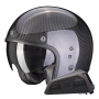 Casque jet Scorpion Belfast Evo Carbono Negro + Kit Bluetooth Exo-Com Link-1
