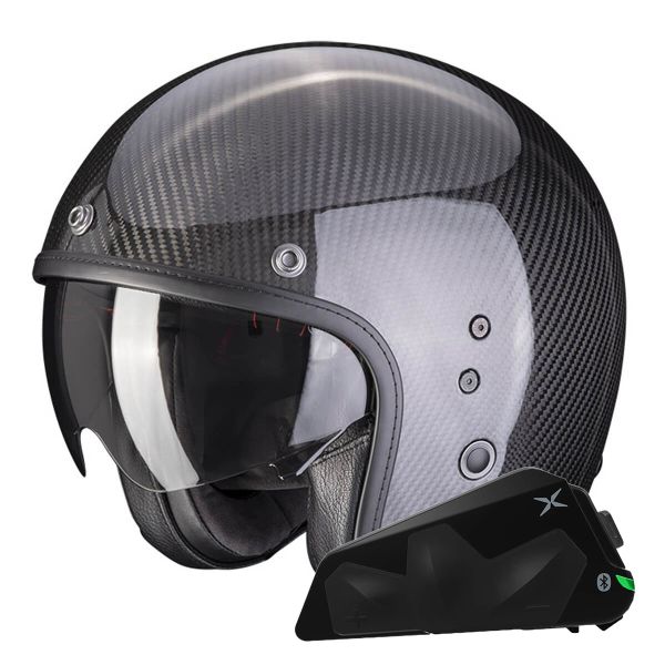 jet Scorpion Belfast Evo Carbono Negro + Kit Bluetooth Exo-Com Link-1C jet Scorpion Belfast Evo Carbono Negro + Kit Bluetooth Exo-Com Link-1C