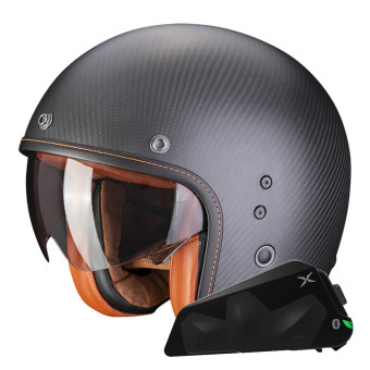 jet Scorpion Belfast Evo Carbono Negro Mate + Kit Bluetooth Exo-Com Link-1C