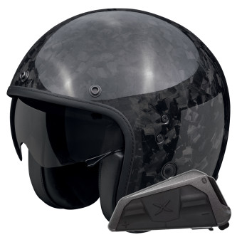 jet Scorpion Belfast Evo Carbon Negro Onix + Kit Bluetooth Exo-Com Link-1