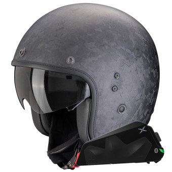 jet Scorpion Belfast Evo Carbon Onyx Negro Mate + Kit Bluetooth Exo-Com Link-1C