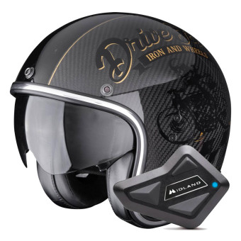 jet Scorpion Belfast Evo Carbon Zippy Black Gold + Kit Bluetooth BT Mini