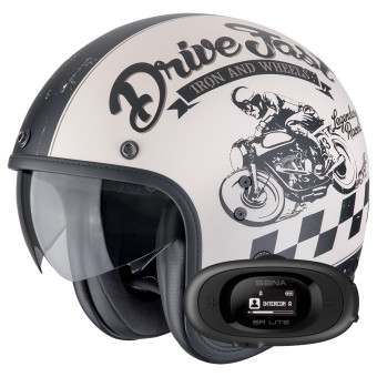 jet Scorpion Belfast Evo Drive Fast Cream Matt Black + Kit bluetooth 5R Lite