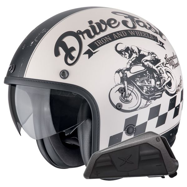 jet Scorpion Belfast Evo Drive Fast Cream Negro Mate + Kit Bluetooth Exo-Com Link-1 jet Scorpion Belfast Evo Drive Fast Cream Negro Mate + Kit Bluetooth Exo-Com Link-1