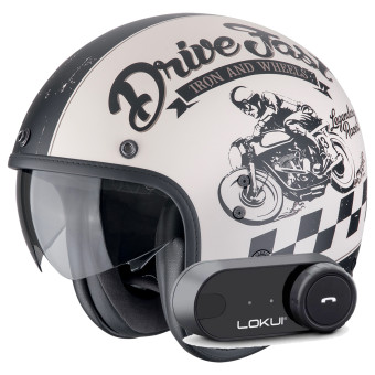 jet Scorpion Belfast Evo Drive Fast Cream Matt Black + Kit Bluetooth Lokui K30