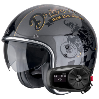 jet Scorpion Belfast Evo Drive Fast Silver Black Gold + Kit Bluetooth 5S Solo