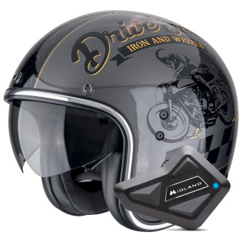 jet Scorpion Belfast Evo Drive Fast Silver Black Gold + Kit Bluetooth BT Mini