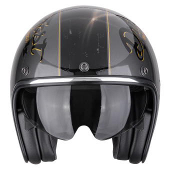 Scorpion Belfast Evo Drive Fast Plata Negro Oro + Kit Bluetooth Exo-Com Link-1