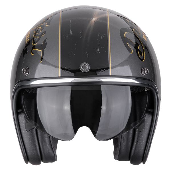 Scorpion Belfast Evo Drive Fast Plata Negro Oro + Kit Bluetooth Exo-Com Link-1C