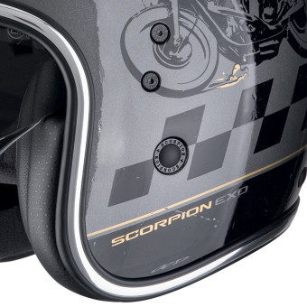 Scorpion Belfast Evo Drive Fast Plata Negro Oro + Kit Bluetooth Exo-Com Link-1