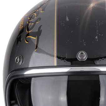 Scorpion Belfast Evo Drive Fast Plata Negro Oro + Kit Bluetooth Exo-Com Link-1