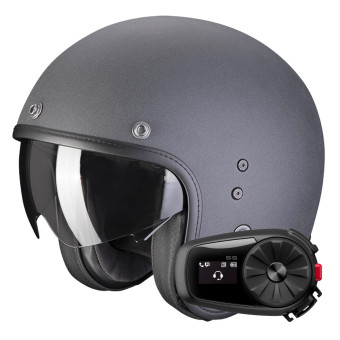 jet Scorpion Belfast Evo Graphite Grey + Kit Bluetooth 5S Solo