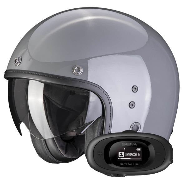 jet Scorpion Belfast Evo Grey Cement + Kit bluetooth 5R Lite