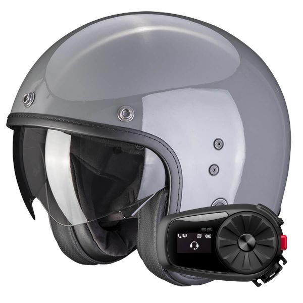 jet Scorpion Belfast Evo Grey Cement + Kit Bluetooth 5S Solo